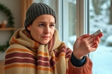 Hypertension patient managing winter health indoors