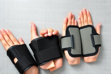 Variety of wrist braces for pain relief.