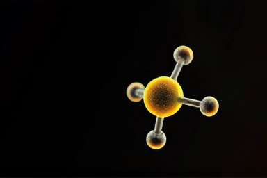 Close-up of a glowing vitamin B molecule.