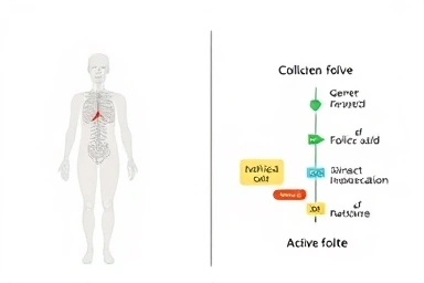 Folate absorption pathways comparison: active vs. regular.