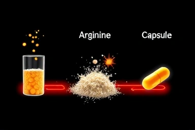 Symbolic illustration of arginine absorption rates by form.