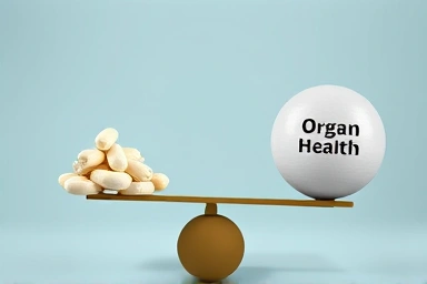 Symbol of BCAA overload impacting organ health and body balance