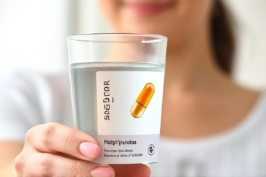Taking a multivitamin supplement for daily health.