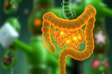 Healthy gut microbiome with beneficial bacteria and strong intestinal lining.