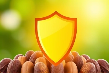Antioxidant shield from Brazil nuts, natural health symbol