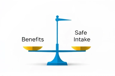 Infographic symbolizing CLA benefits and safe intake balance