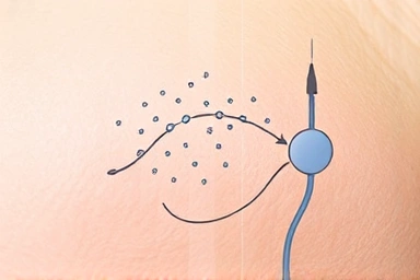 Abstract representation of collagen absorption and injection pathways