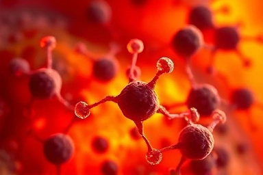 Microscopic view of cellular defense, antioxidant action, healthy cells