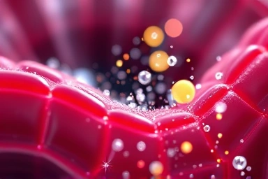 Microscopic view of cranberry compounds blocking bacteria