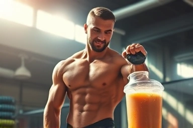 Athlete achieving peak performance with creatine and protein.