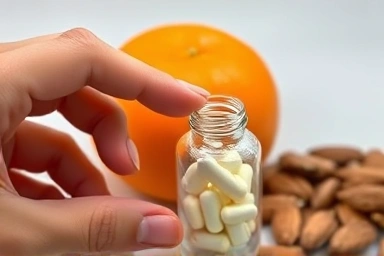 Vitamins and healthy snacks for nutritional support