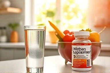 Healthy diet with multivitamin and fresh food