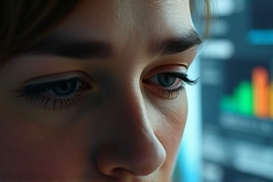 Tired eyes finding relief from digital strain with gentle light.