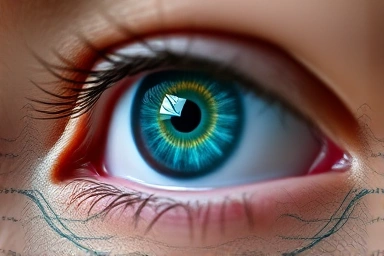 Clear eye reflecting nature, symbolizing healthy vision