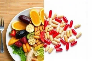 Illustration of balanced vs. excessive vitamin intake.