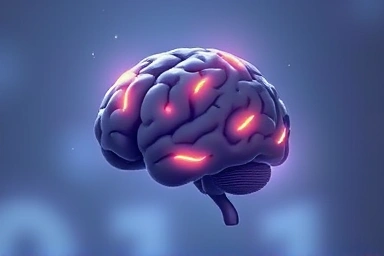 Brain illustration showing calming neural pathways, symbolizing GABA's effect.