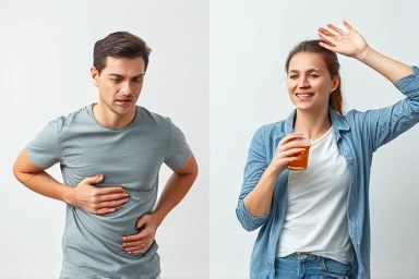 Transformation from digestive discomfort to relief with ginger extract.