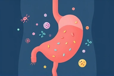 Healthy gut illustration with friendly bacteria
