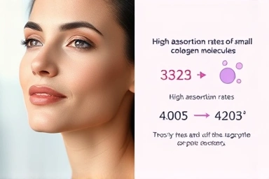 Radiant skin transformation and high collagen absorption illustration