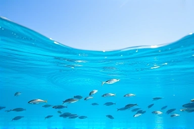 Pristine ocean with healthy fish, symbolizing pure omega-3 source.