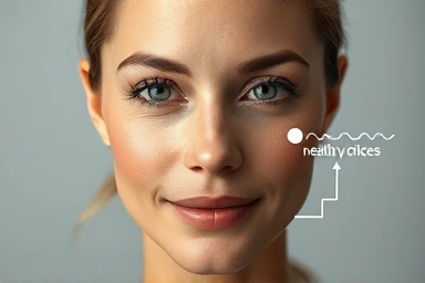 Healthy skin and balanced metabolism symbols for omega-7.