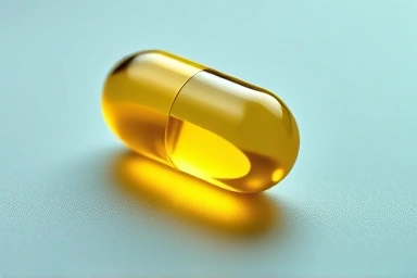 Golden omega-3 capsule symbolizing purity and scientific trust.