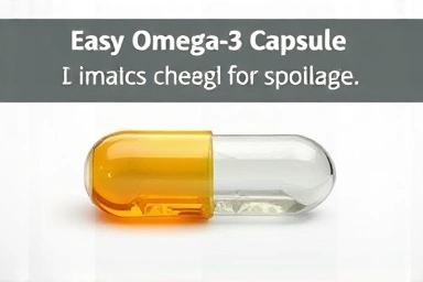Omega-3 capsule freshness comparison, spoilage concept, health supplement.