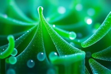 Microscopic view of spirulina algae cells producing omega-3 fatty acids