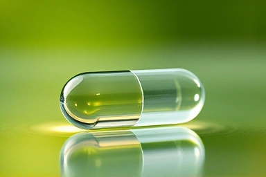 High absorption plant-based omega-3 capsule dissolving.