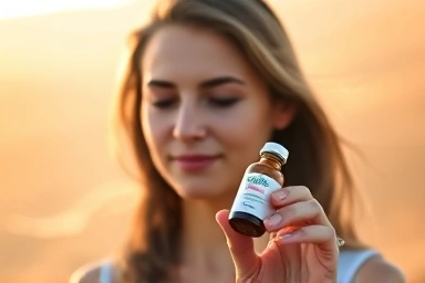 Woman finding relief from PMS with omega-3 supplements.