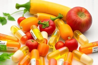 Probiotic capsules and healthy food for gut health
