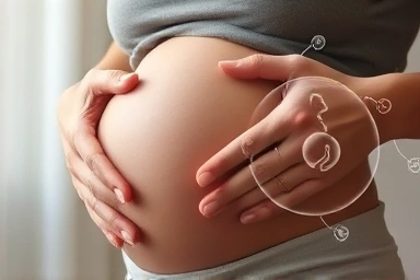 Pregnant woman nurturing healthy fetal development