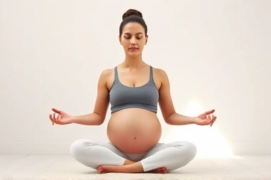Serene pregnant woman, healthy pregnancy, inner peace symbol