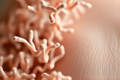 Healthy gut microbiome vs. skin irritation concept