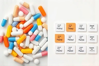 Balanced probiotic strains vs. chaotic generic pills, gut health strategy.