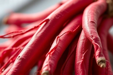 Vibrant red ginseng roots symbolizing potent health benefits.