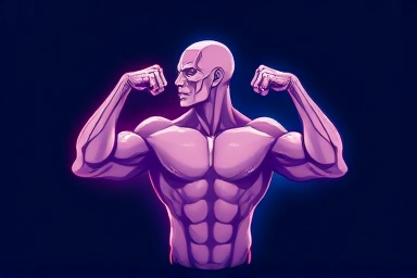 Healthy muscles and glowing minerals symbolizing sarcopenia prevention.
