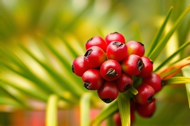 Saw palmetto berries and leaves, natural wellness, prostate health