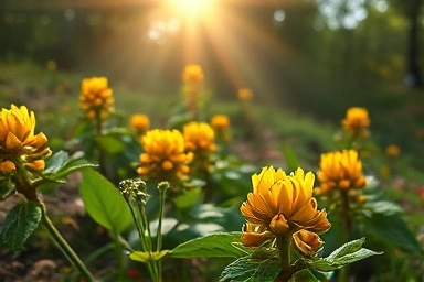 St. John's Wort flowers in sunlight, representing natural stress relief.