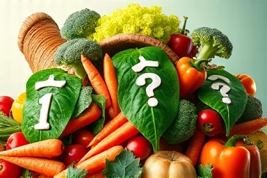 Abundant fresh vegetables in a cornucopia, symbolizing health benefits.