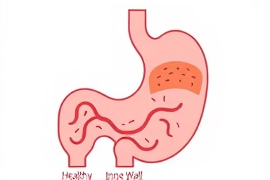 Symbolic illustration of stomach lining health and vulnerability.
