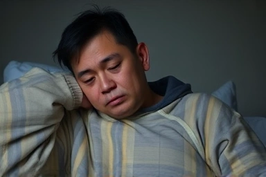 Person experiencing fatigue and symptoms of vitamin D deficiency.