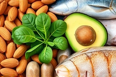 Natural sources of Vitamin E and Selenium for heart health.
