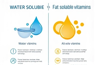 Infographic comparing water-soluble and fat-soluble vitamins.