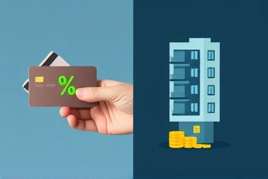 Credit card and apartment building with savings