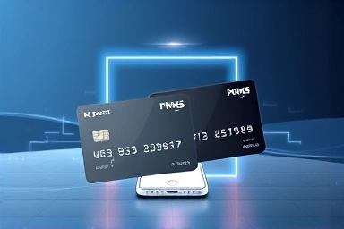 Abstract digital payment gateway with credit cards and iPhone