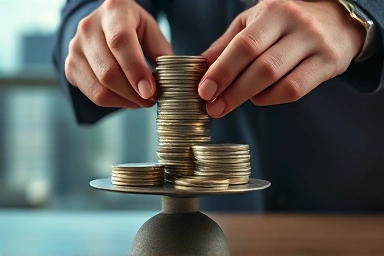 Balancing coins on a tilting scale, financial risk