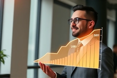 Corporate employee reviewing financial data for loan limit increase.