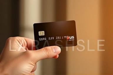 Stylish credit card held in hand, representing personal expression