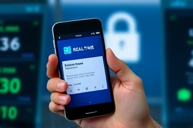 Smartphone showing credit card alert, financial security